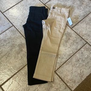 TWO girl uniform pants black and khaki. Old Navy size 6